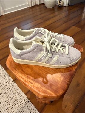 adidas Kareem Abdul Jabbar Suede Sneakers in Light Lavender and Cream Accents